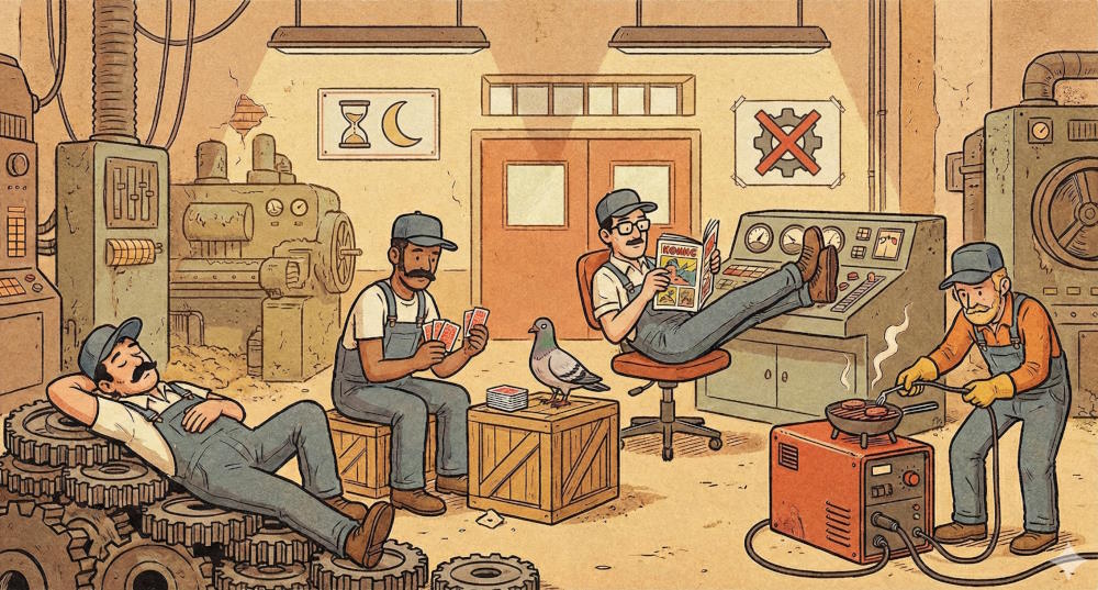 Stillstehende Arbeiter